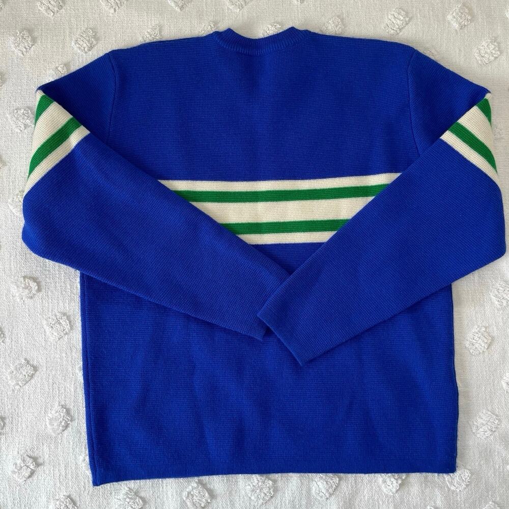 Vintage 90s J.Crew Retro Sweater 100% Wool Striped Fisherman Ski Gorpcore Mens L - Picture 3 of 6